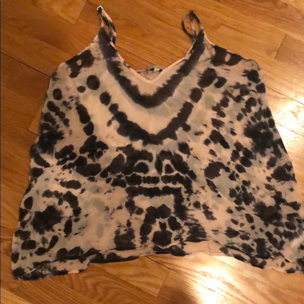 Chiffon pink and black tie dye blouse